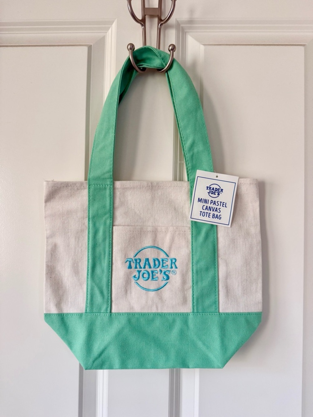 Mini Pastel Trader Joe’s Tote Bag in Green - NWT